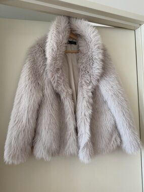 Faux Fur Coat - Light Taupe